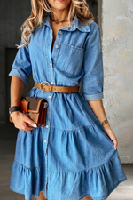 Bárbara - Vestido de Denim Casual Elegante