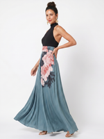 Olympas | Vestido Maxi de Saia Floral com Alças