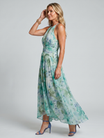 Portia | Vestido Midi Floral com Pregas e Alças