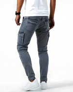 João- Calças Cargo Stretch Azul Marinho