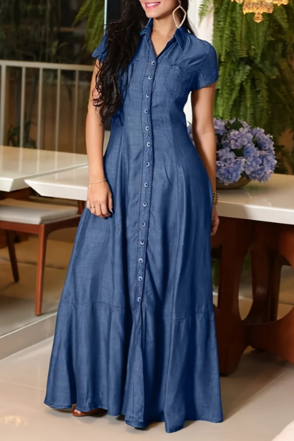 Eliza - Vestido de Denim Longo