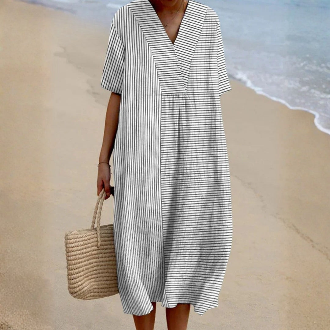 Ophelia - Vestido Listrado Relaxado