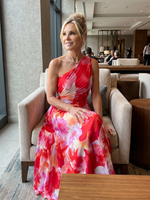 Taya | Vestido Midi com Corpete Plissado de Um Ombro