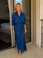 Mirque | Vestido Maxi de Manga Longa com Frente Envolvente