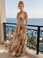 Elavenue | Vestido Maxi de Alças com Cintura em Renda