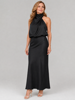 Nopal | Vestido Midi Sem Mangas com Decote Drapado