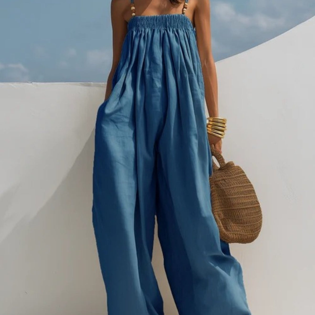 Madalena - Macacão de Denim com Pernas Largas