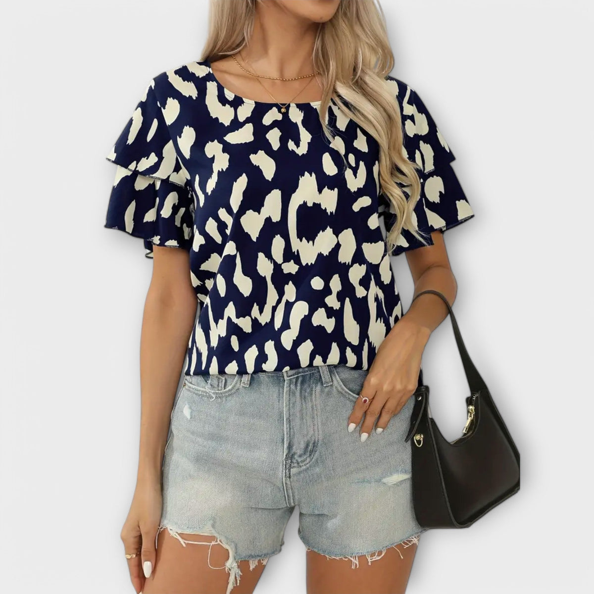 Evelyn - Blusa casual com decote redondo