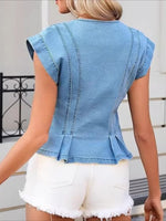Vera - Top de Denim com Decote em V