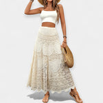 Saia midi com renda