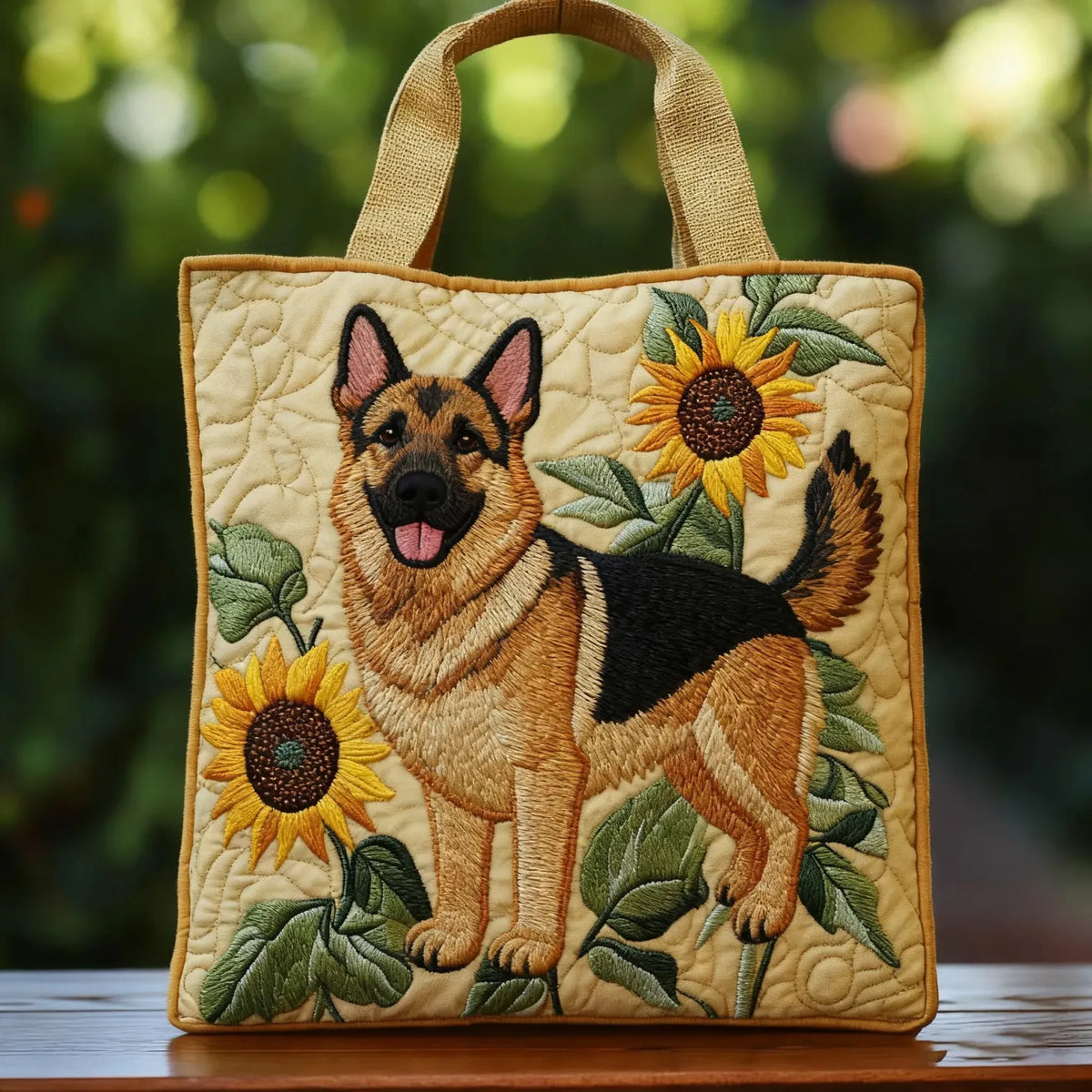 Saco Tote Floral de Pastor Alemão