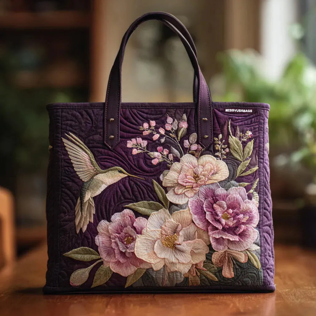 Saco Tote de Beija-flor Roxo e Orquídea