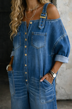 Elsa - Macacão de Denim Off Shoulder