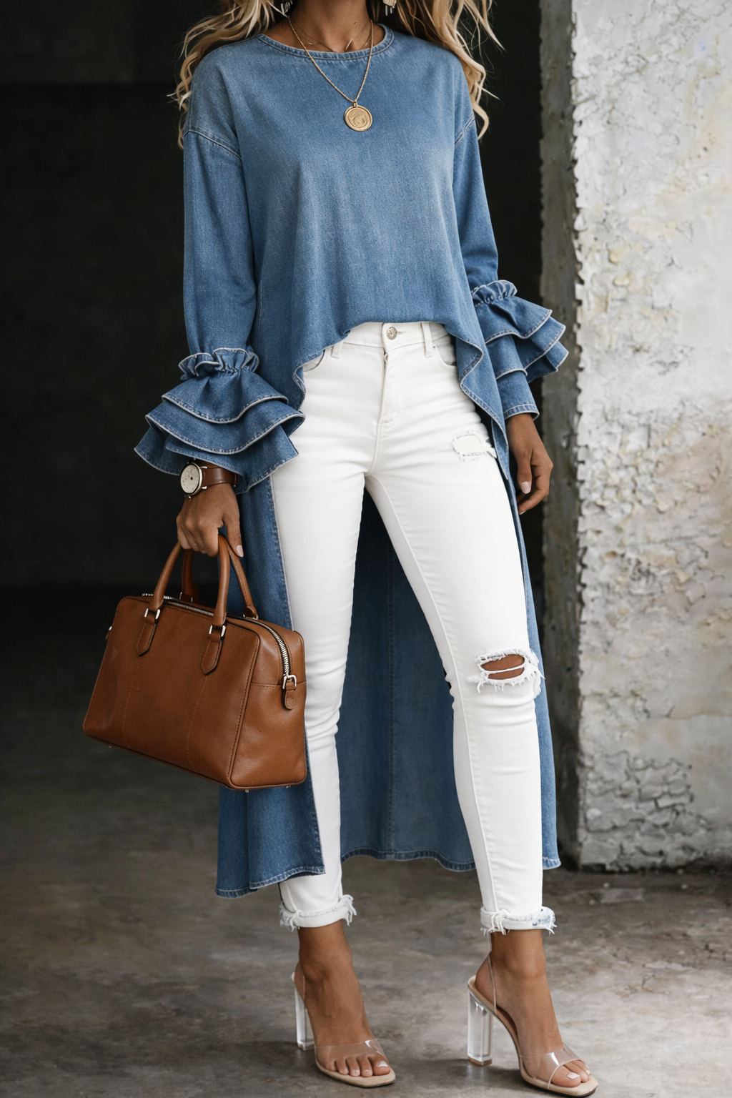 Vânia - Blusa Casual Denim