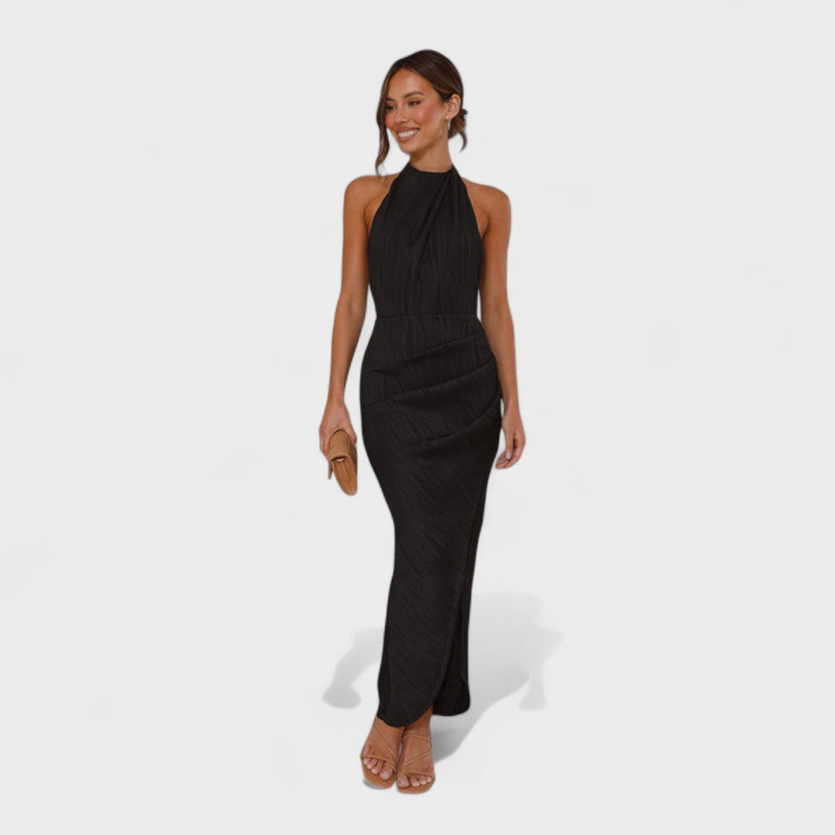 Camila - Vestido comprido com pregas