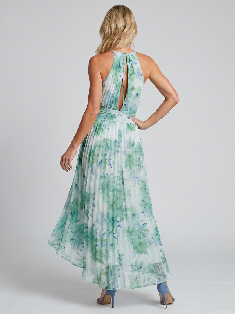 Portia | Vestido Midi Floral com Pregas e Alças