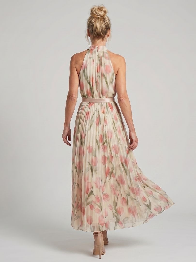 Aurelle | Vestido Midi Floral com Decote Halter