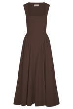 Sara - Vestido midi em malha castanho