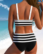 Laluna® | Bikini às Riscas de Cintura Alta