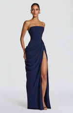 Adriana - Vestido Longo Drapeado com Fenda