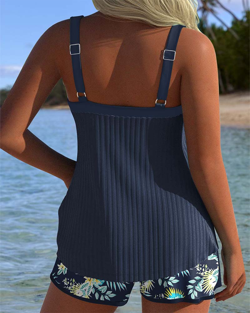 Laluna® | Tankini às Riscas com Calções de Praia em Dois Peças
