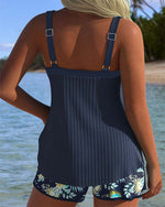 Laluna® | Tankini às Riscas com Calções de Praia em Dois Peças