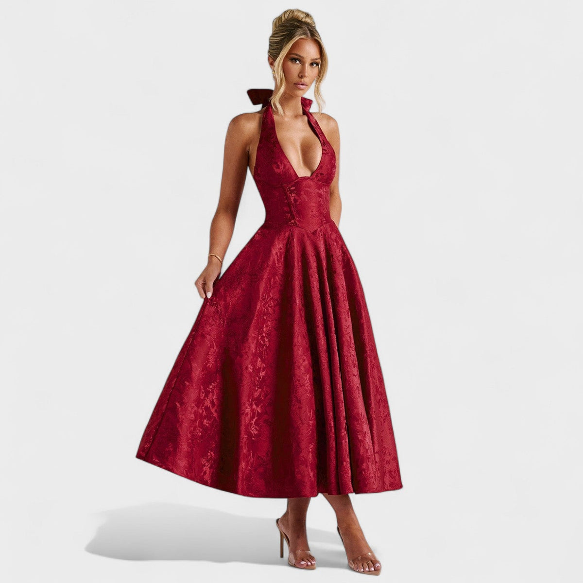 Efi - Vestido midi texturado
