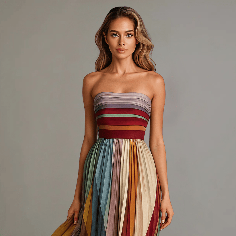 Vestido Longo Colorido Sem Mangas