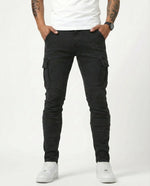 João- Calças Cargo Stretch Azul Marinho