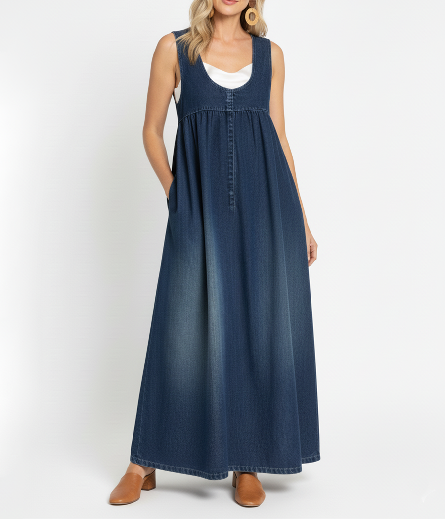 Iva - Vestido Maxi de Denim Vintage