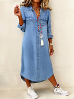 Helena - Vestido Camisa de Denim Casual Elegante