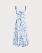 Renata - Vestido Midi Azul Floral